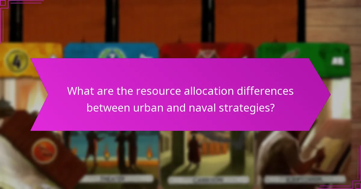 What are the resource allocation differences between urban and naval strategies?